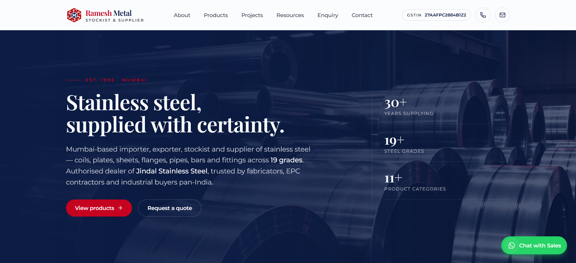 Ramesh Metal website preview