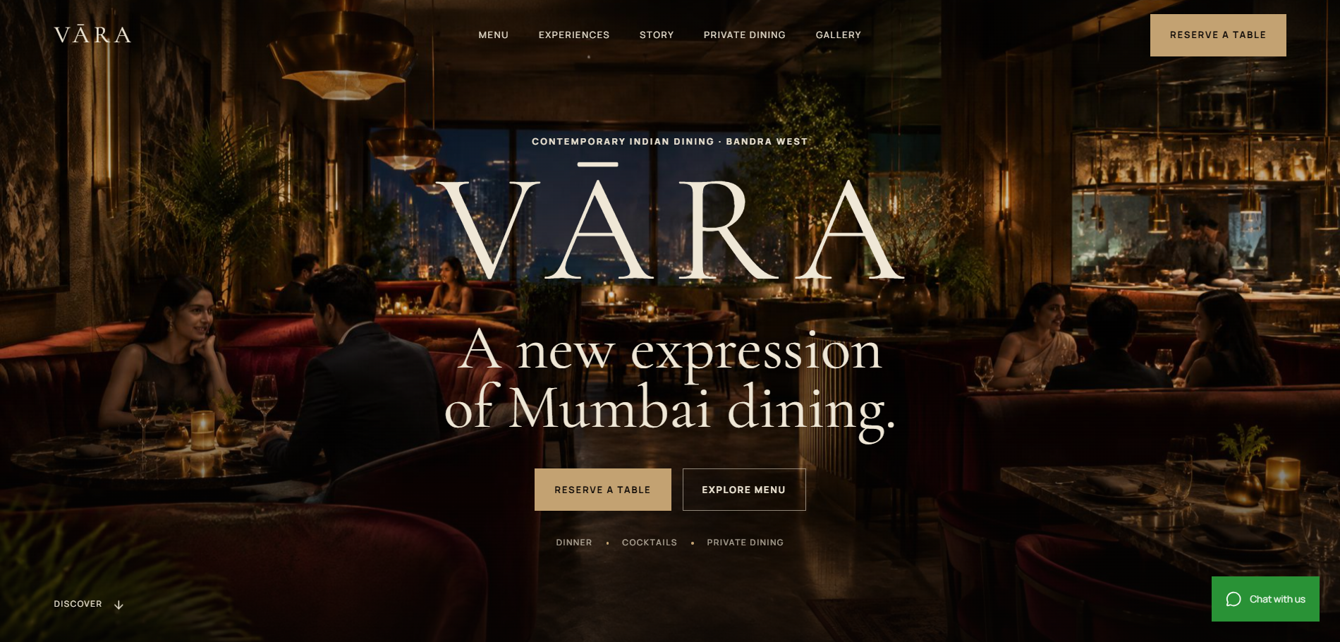 VĀRA — Fine Dining website preview
